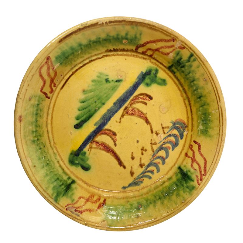 Grande Piatto in Maiolica di Caltagirone Dipinto Policromo