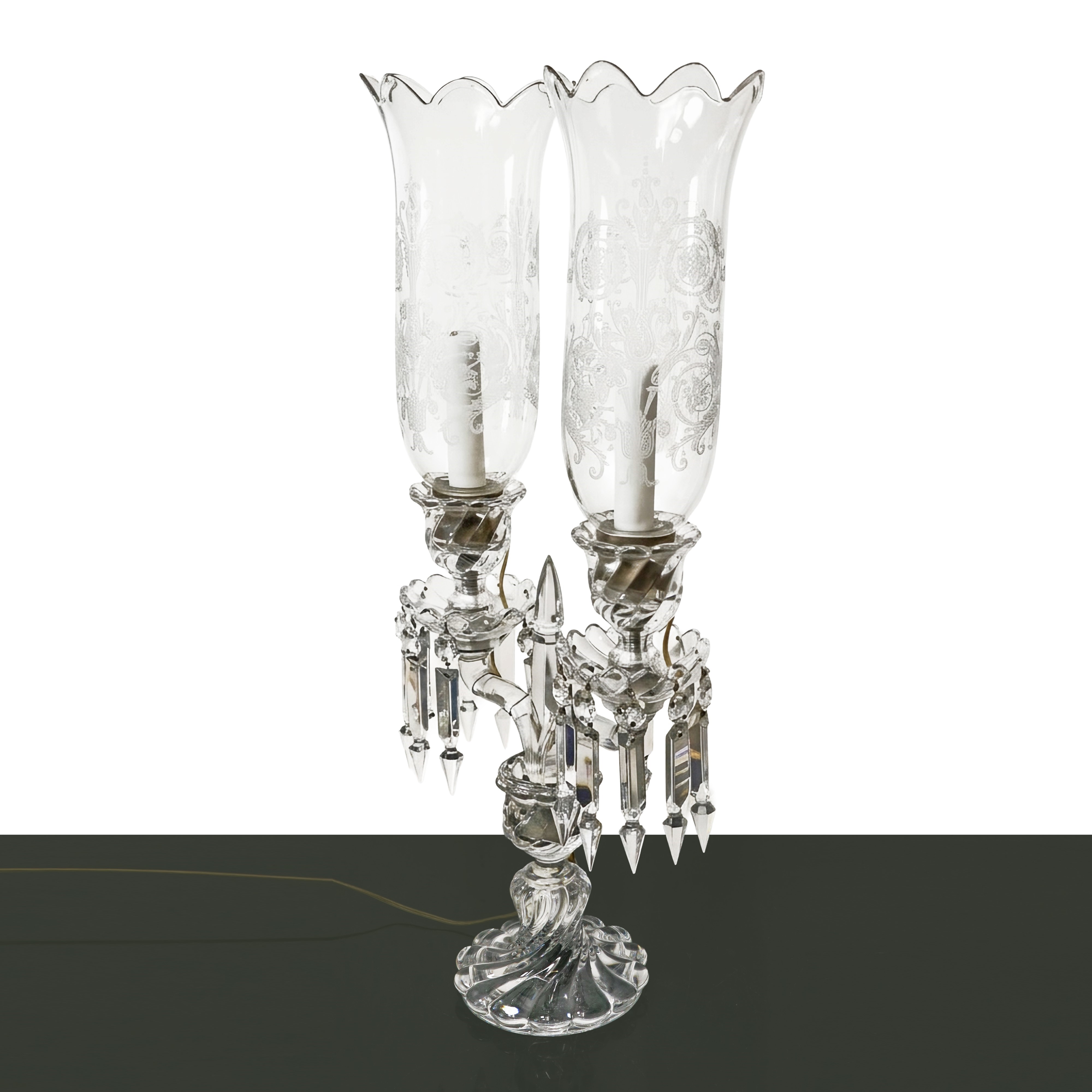 Baccarat France - Candelabro Manifattura Baccarat Modello Bambou Tors Elettrificato