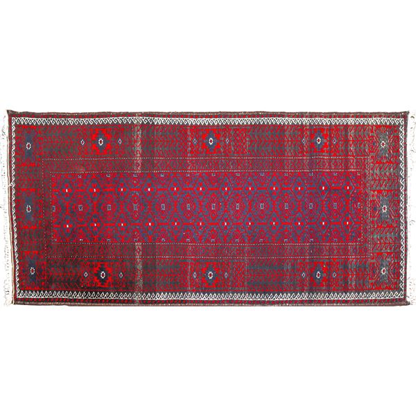 Runner with red geometric patterns on a black background 