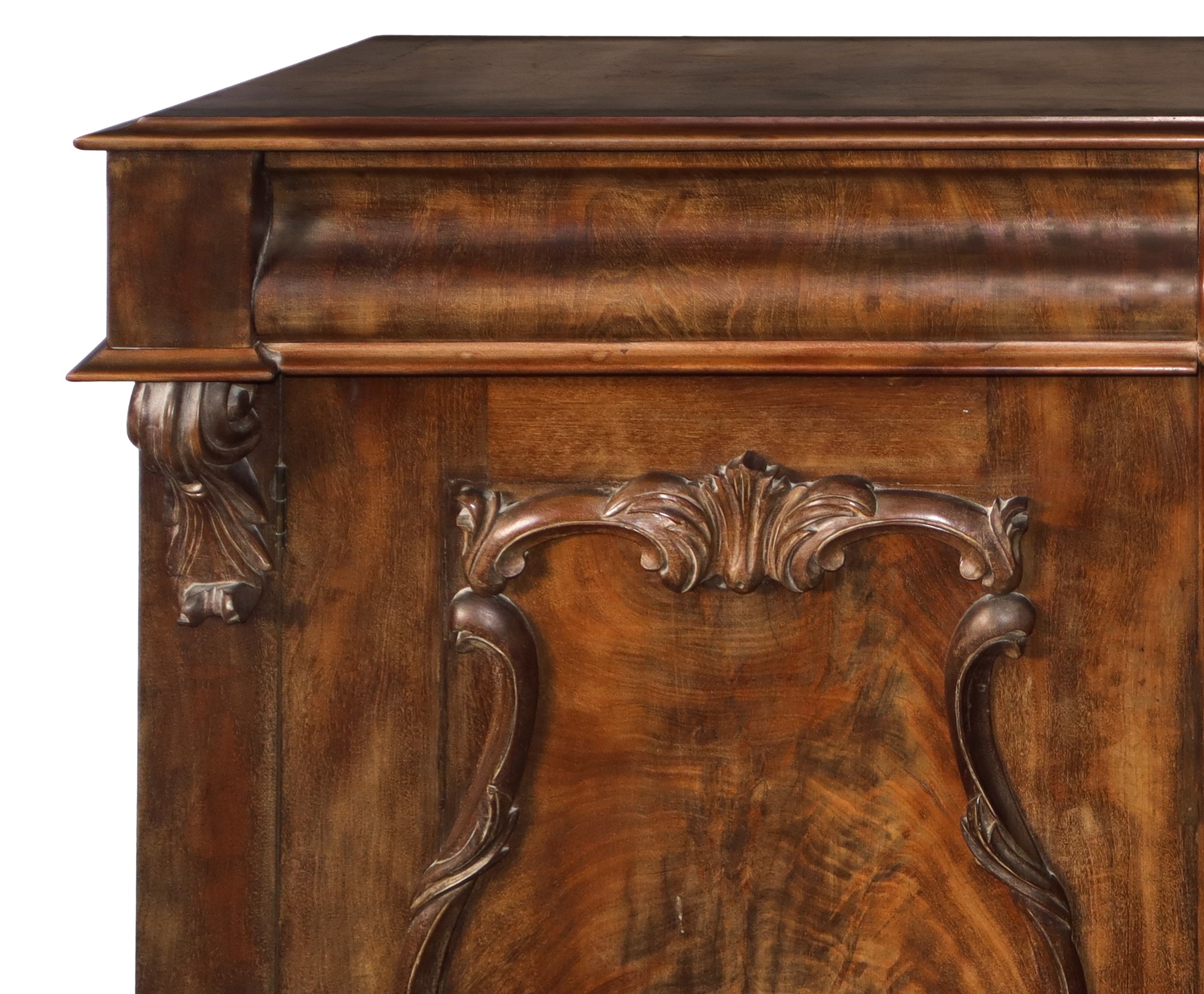 Credenza Bassa con Due Sportelli ed Intarsi a Rilievo