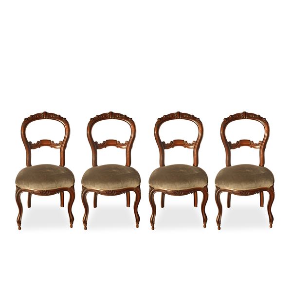 No. 4 Chairs with grey velvet upholstery