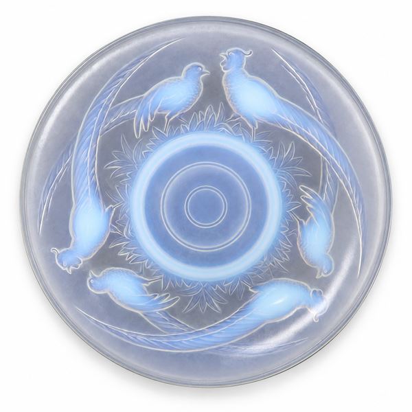 Piatto Art Decò opalescente in vetro
