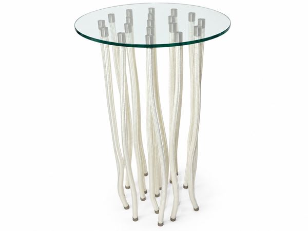 Fabio Novembre  per Cappellini - Tavolo modello Org con gambe in corda polipropilenica e gambe rigide dotate di anima in acciaio e piano in vetro