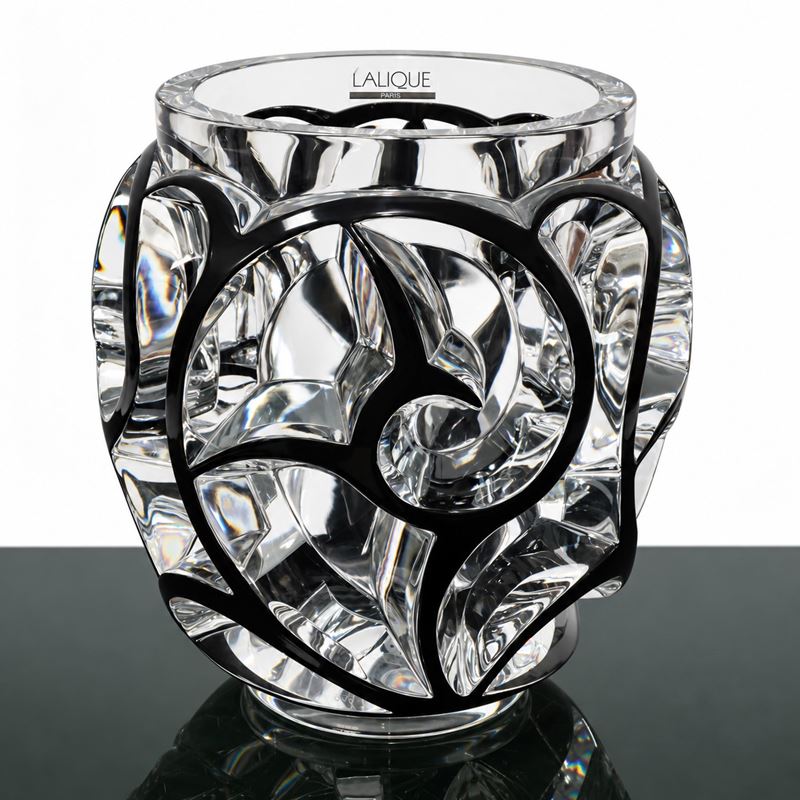 Lalique France - Vaso Modello Tourbillons in Cristallo Trasparente con Eleganti Motivi a Rilievo ...