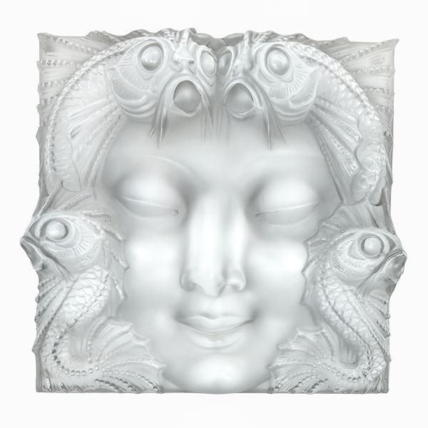 Lalique France - "Masque de femme"  Placca in stile Art Decò in cristallo Lalique con volto di donna lambito da creature marine
