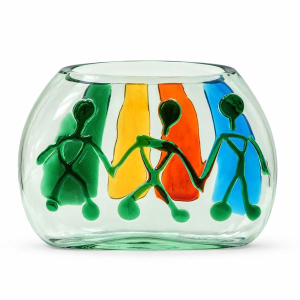 Fulvio Bianconi - Vaso in vetro di Murano con inserti in vetro policromo