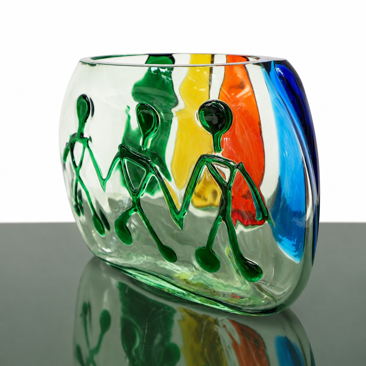 Fulvio Bianconi - Vaso in Vetro di Murano con Inserti in Vetro Policromo