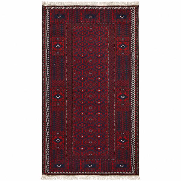 Runner with red geometric patterns on a black background