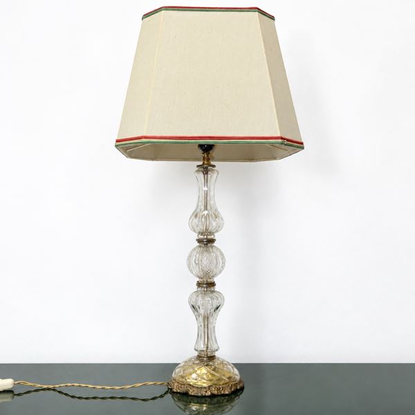 Table lamp with tapered glass stem