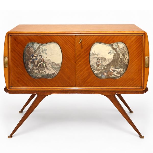 Vittorio Dassi - Mobile bar/sideboard anni '50 con intarsi in ottone