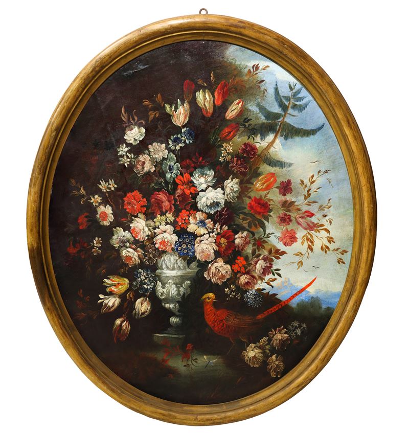 Nicola Cassisa - Natura Morta di Fiori, Dipinto Ovale