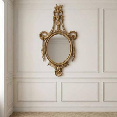 Specchiera in Legno Dorato Decorato ed Intagliato