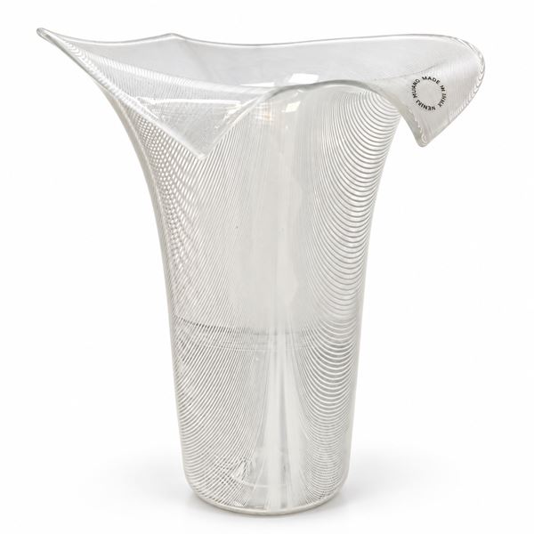 Tyra Lundregren per Venini - Vaso in vetro di Murano filigranato modello Calla