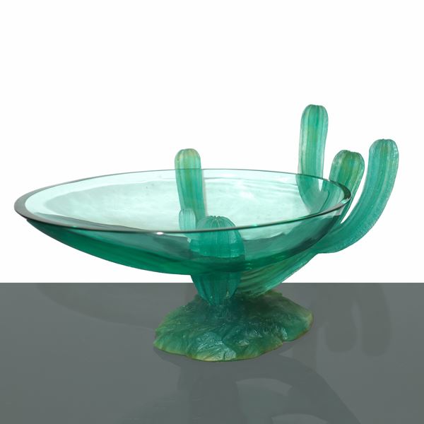 Arizona Bowl in vetro verde con decoro con cactus