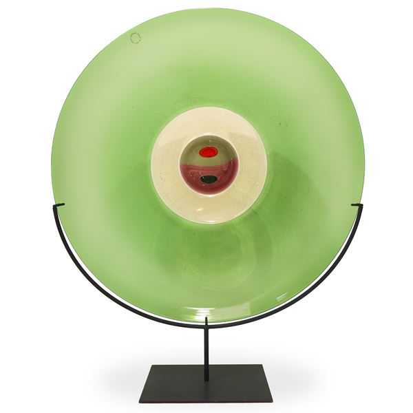 Tapio Wirkkala per Venini - Piatto in vetro di Murano verde serie Mezzaluna