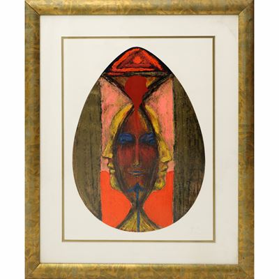 Volti, litografia con interventi in serigrafia (18 colori), 1992