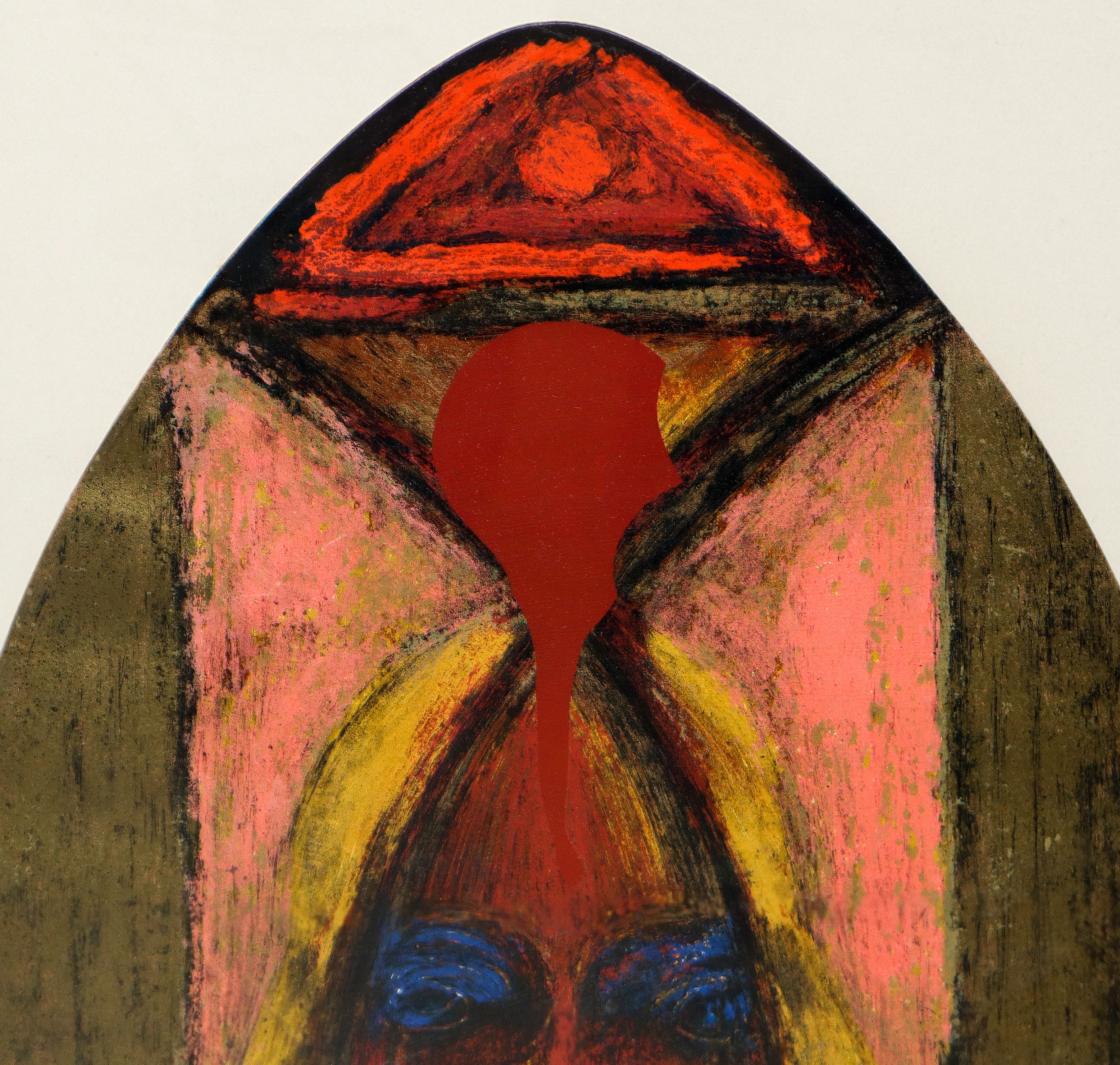 Bruno Ceccobelli - Volti, litografia con interventi in serigrafia (18 colori), 1992