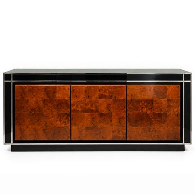 Sideboard in radica di noce e vetro