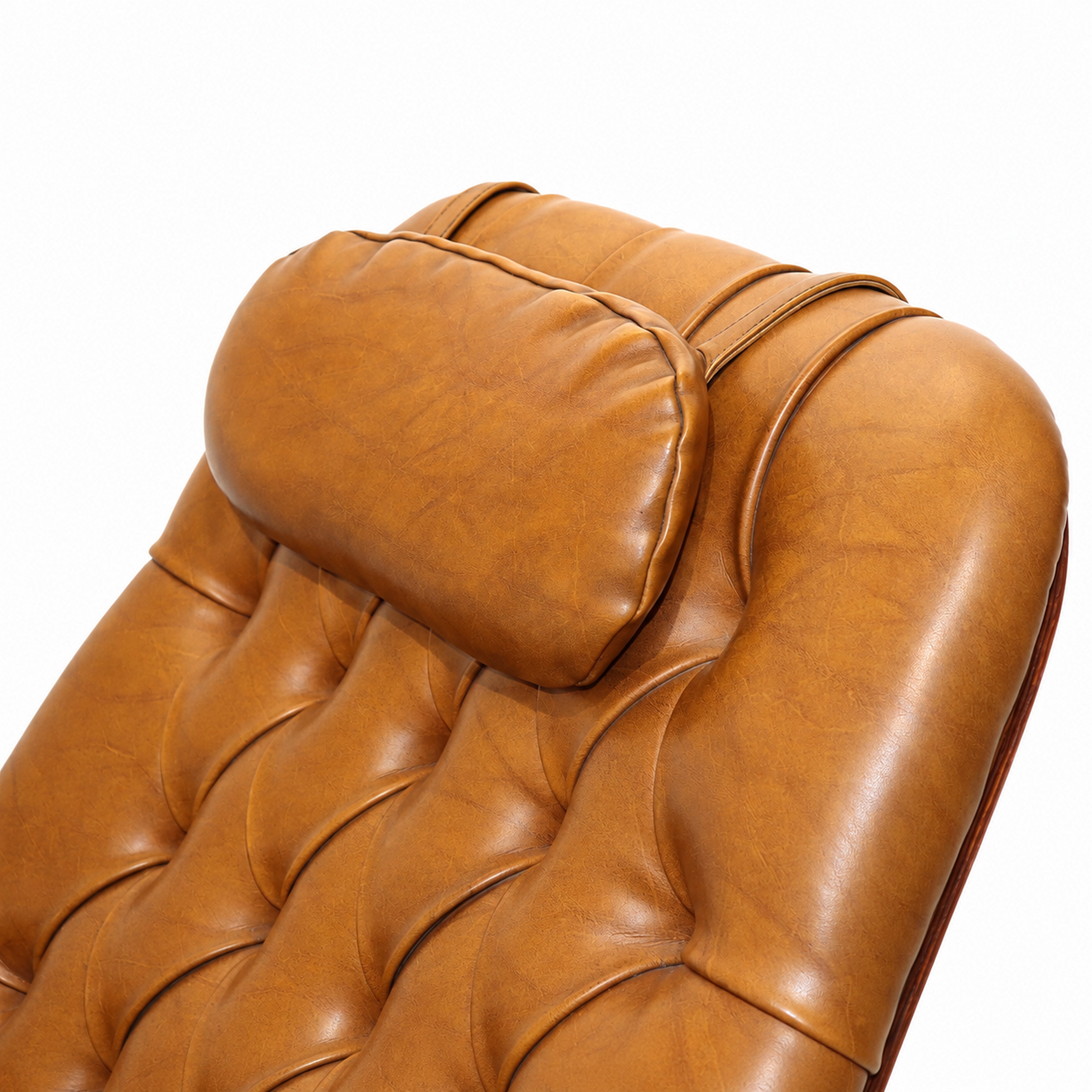 George Mulhauser per Plycraft - Poltrona Mr. Chair con ottomana in pelle color cognac