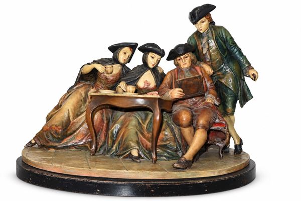 Guido Cacciapuoti - 19th century scene with 4 characters
