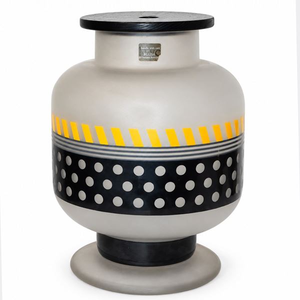 Ettore Sottsass - Vaso Mod. Bonnie, Egizia, vetro trasparente satinato