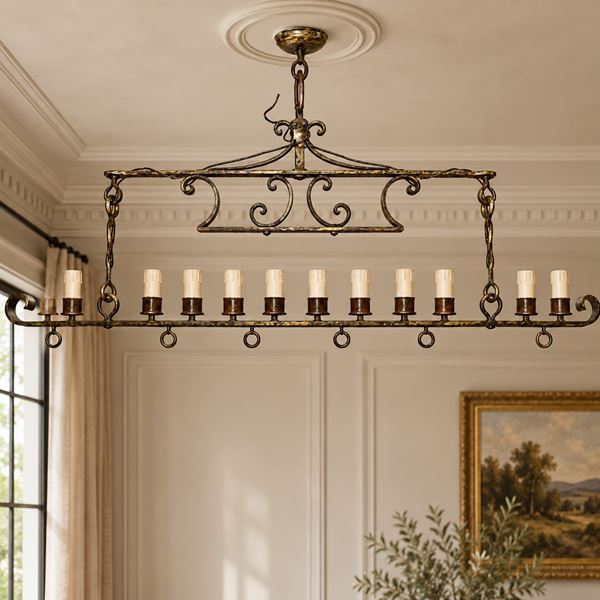 12-light wrought iron pendant chandelier