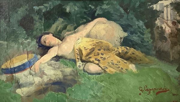 Giovanni Capranesi - Donna sdraiata su prato