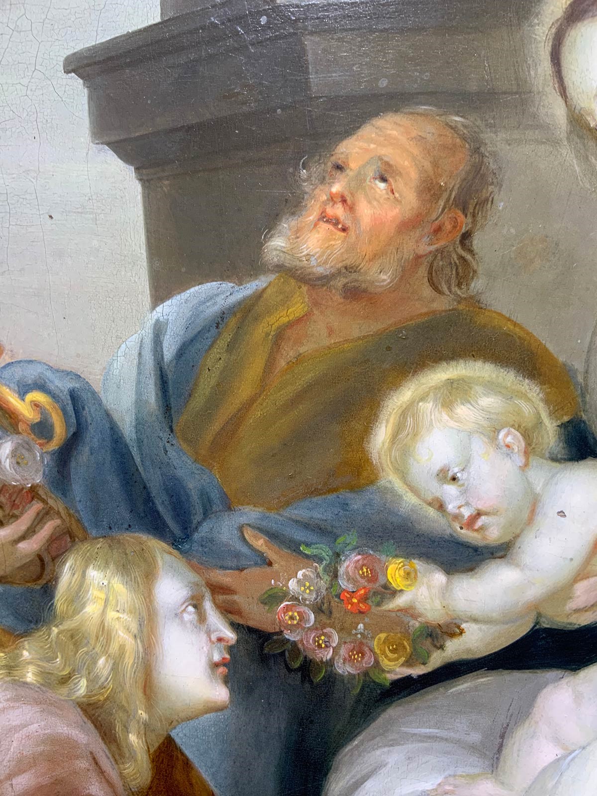 Pittore fiammingo del XVII secolo, Santa Rosalia con Madonna, Gesù bambino e Santi Pietro e Paolo...