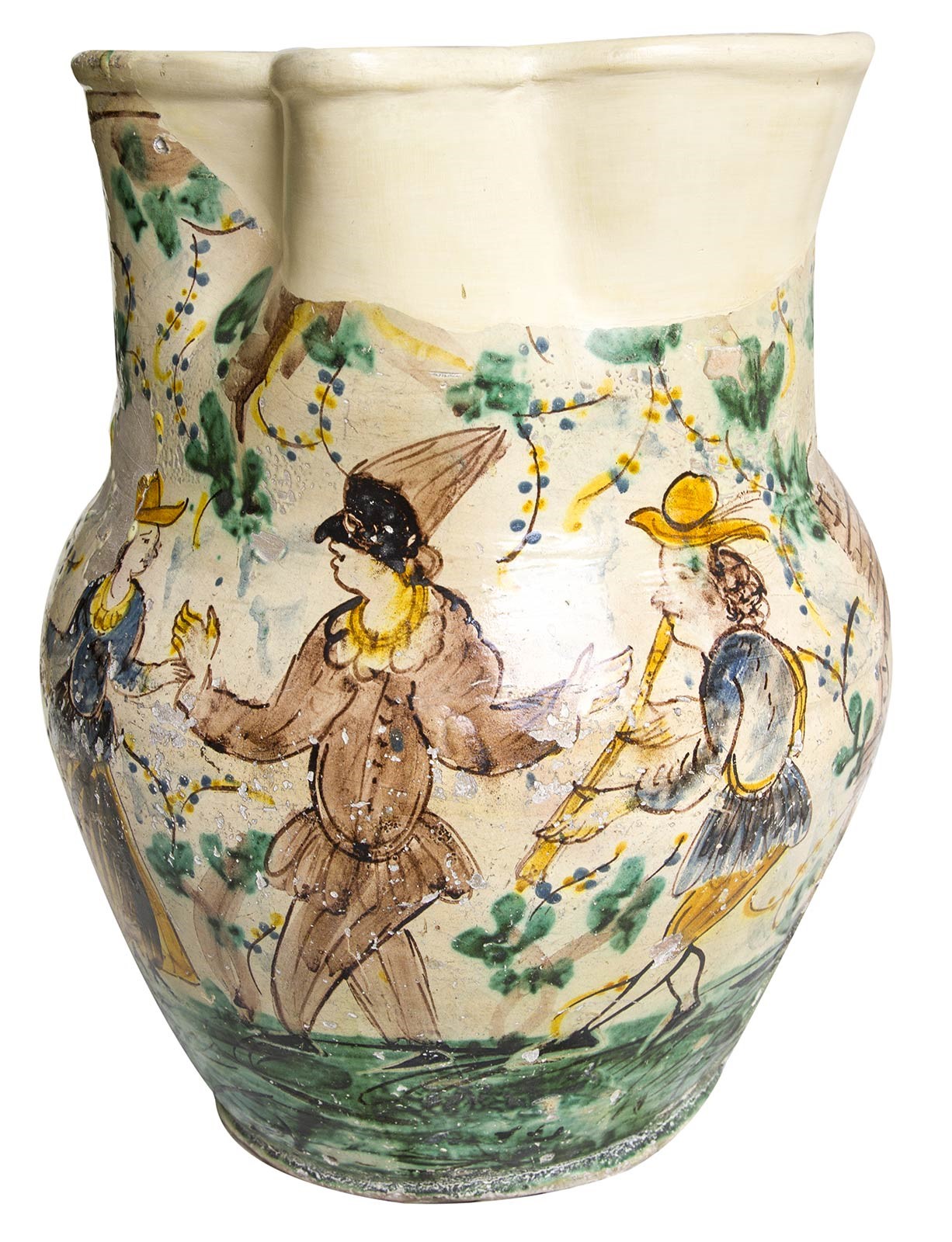 Grande cannata (15 lt) con raffigurazione della Commedia dell’Arte