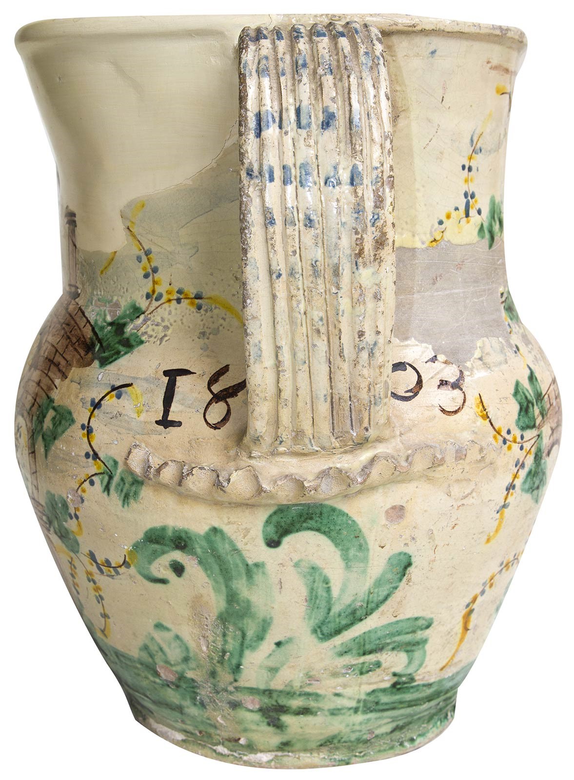Grande cannata (15 lt) con raffigurazione della Commedia dell’Arte