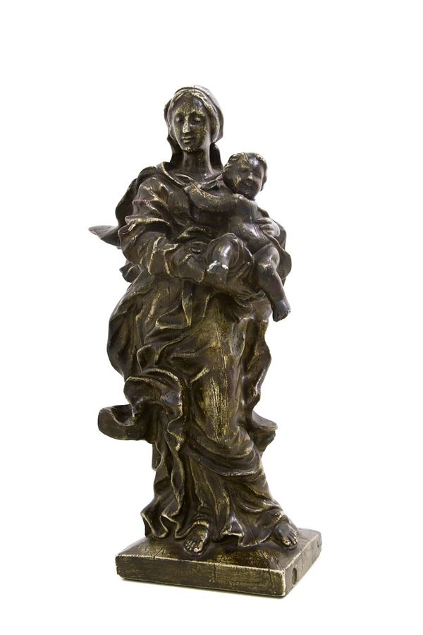 Madonna with child  (XX Century)  - patinated plaster - Auction Antiques, Paintings and jewelry - Casa d'aste La Rosa