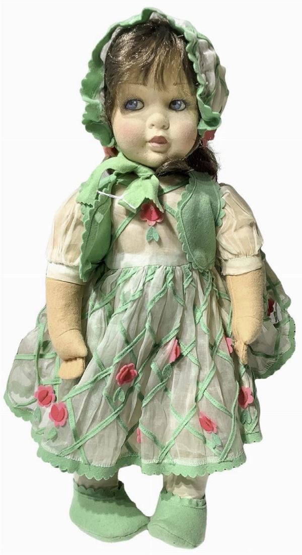 Lenci doll "Anili", mohair hair, painted eyes, stiff limbs, coming from Torino, Italy