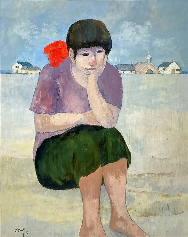 Max Dissar(1908-1993),dipinto ad olio su tela raffigurante “la gitana”,  firmato in basso a sinistra Max Dissar. Cm 60x73, in cornice cm 95x82