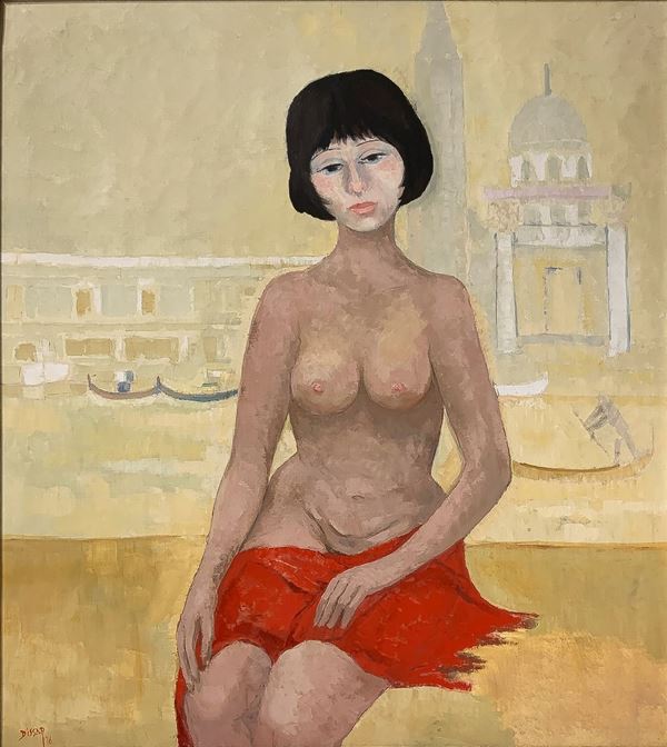 Max Dissar (1908-1993), Oil paintinging on canvas "Rita" signed on the lower left corner Max Dissar. 90x81 cm, in frame 103x93 cm