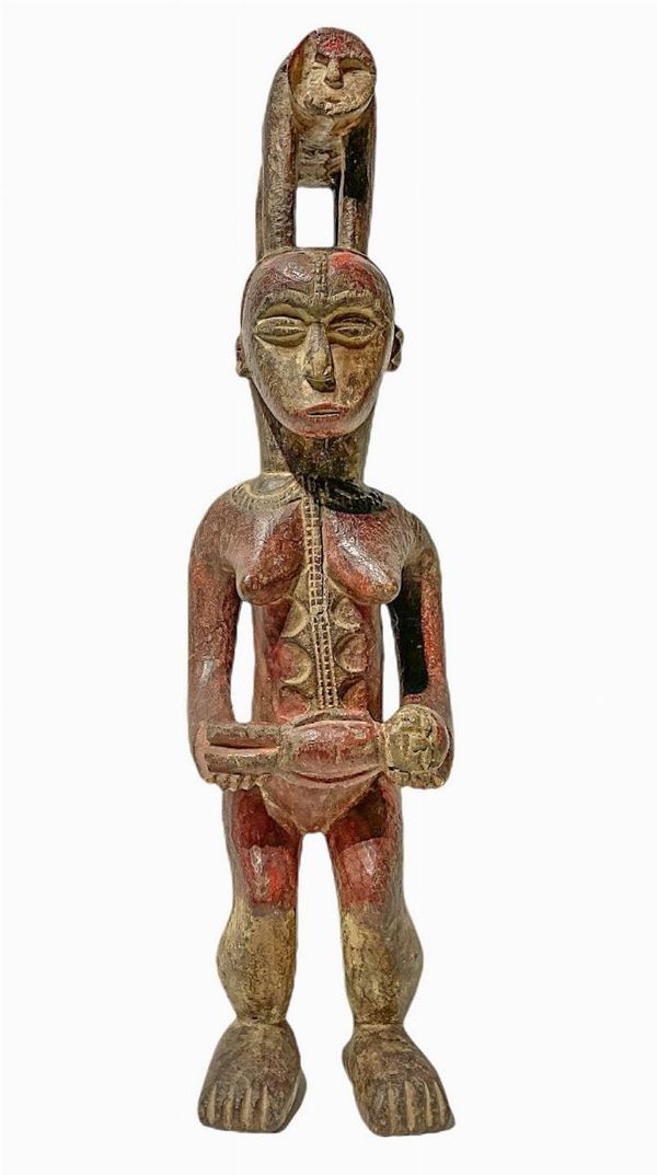 Statue Ethnic Punu, Gabon. H 38 cm, 17x8 cm base