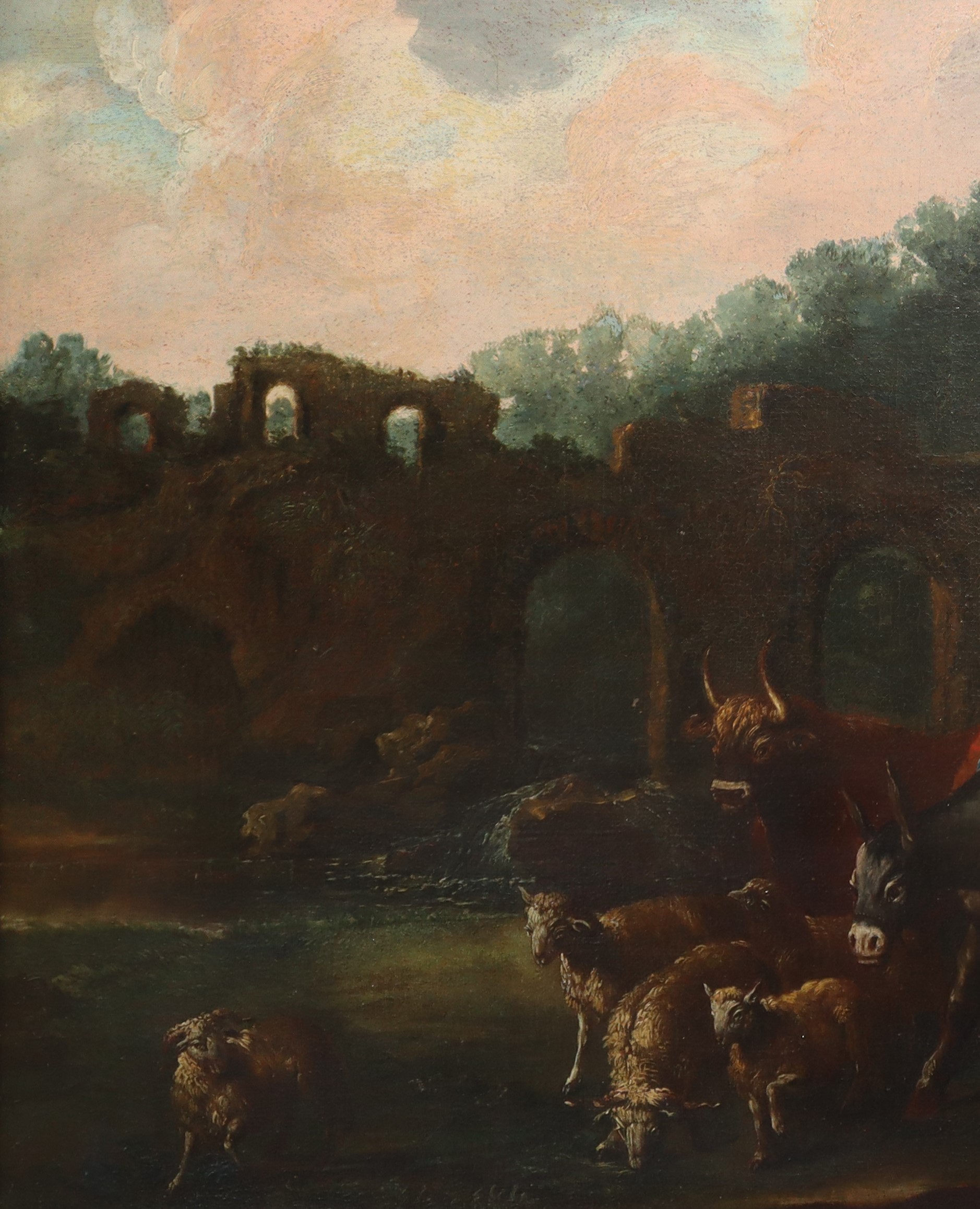 Scena pastorale con personaggi ed armenti