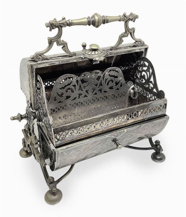 Elegant candyholder, roller, in Sheffield. H cm 23x18x13,5