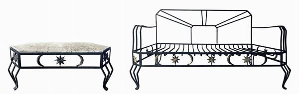N. 2 divani in ferro e n. 2 tavolinetti in ferro  - Asta Design, Arti Decorative del XX secolo e Dipinti d'arte moderna e contemporanea - Casa d'aste La Rosa