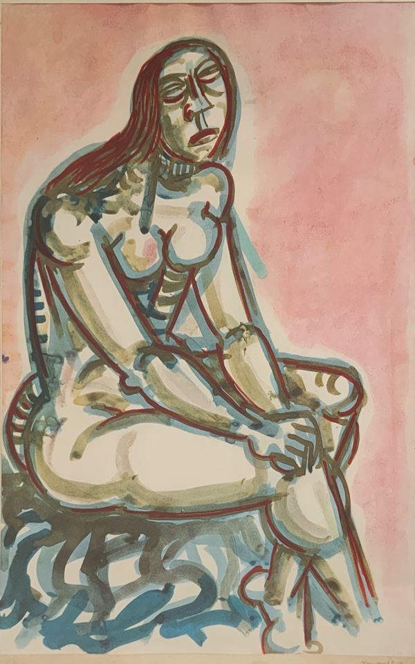 Migneco (Comiso 1915 - Milan 1997), Lithograph,auteur proof depicting naked woman. 60x40 cm, in frame 78x58 cm