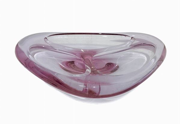 Mazzega Murano, glass table in the center of the transparent wisteria tones. Perfect conditions. 60s CM20 x26