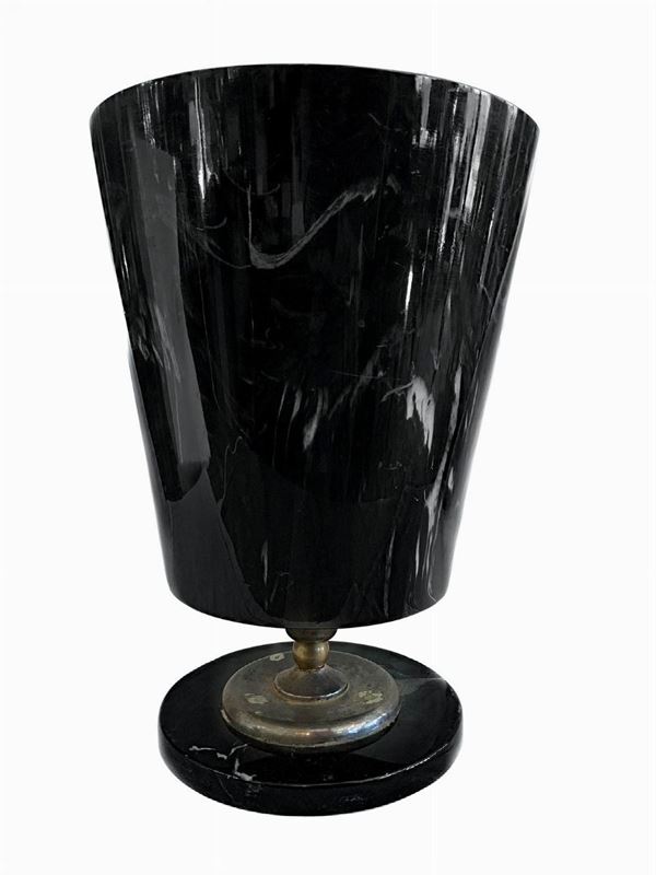 Vase Deco Bakelite black. H 37 cm, base 21 cm, 26 cm mouth.