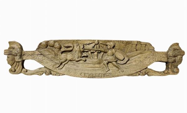Sicilian cart "chiave" with written lion bottom Cm 86x19