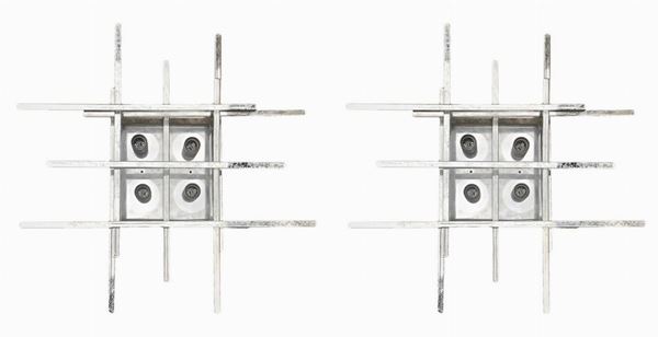Roma alcohol production, on the design of Gaetano Sciolari, pair of four-light plafones. YEARS â € 70, metal structure CROMAT. From ...