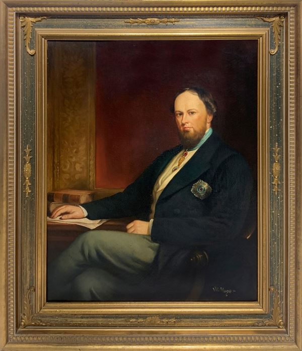 Dipinto ad olio su tela raffigurante ritratto di uomo. W. Hoger. Cm 65x50, in cornice Cm 73 x 68
Cm 65x50, in cornice Cm 73 x 68