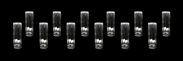 set of glasses for 12 people multifaceted crystal cylindrical shape with a silver base. Punch 60s. Florence. H 18 cm.