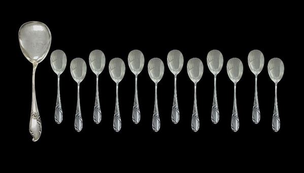 Set of ice cream flatware silver composed of a large shovel and n .12 palette ice cream (250 gr)