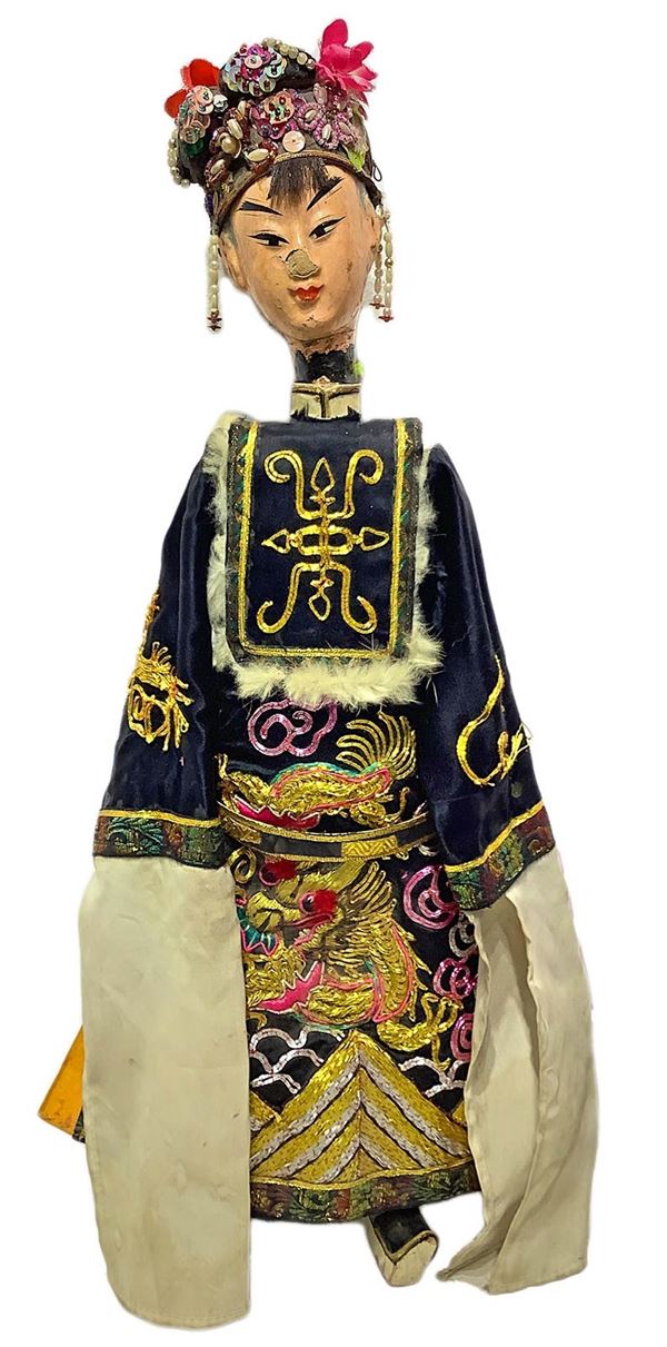 Eastern Puppet, China. Interchangeable Head terracotta and wooden structure. H about 50 cm.
