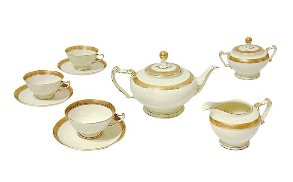 Servizio da tè H&G Selb Bavaria Germany Heinrich, Ivory Body composto da teiera, zuccheriera, lattiera e 12 tazze con piattini