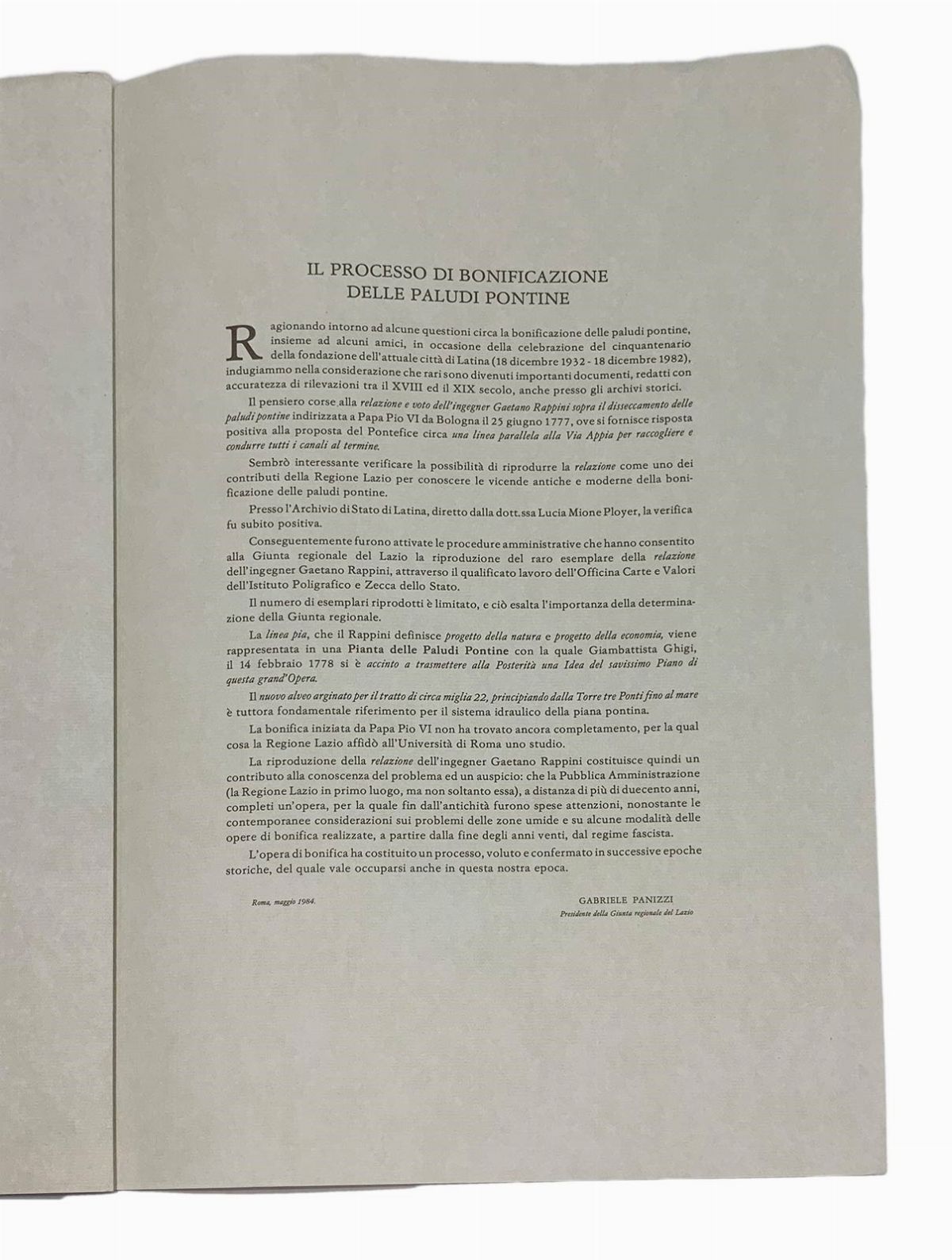 Relazione e Voto dell’ingegnere Gaetano Rappini sopra il disseccamento delle Paludi Pontine alla ...