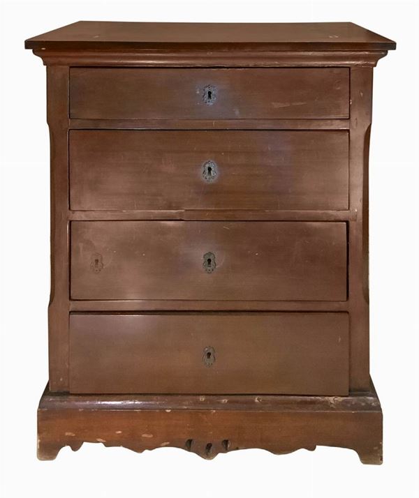 Chest of drawers with 4 drawers in mahogany wood  (Late 19th century)  - Auction Asta Eclettica - Casa d'aste La Rosa